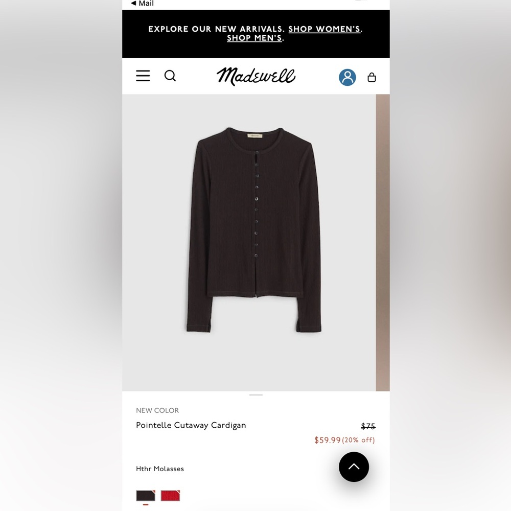 NWT-Madewell Espresso Brown Button-Down Knit Shirt-
